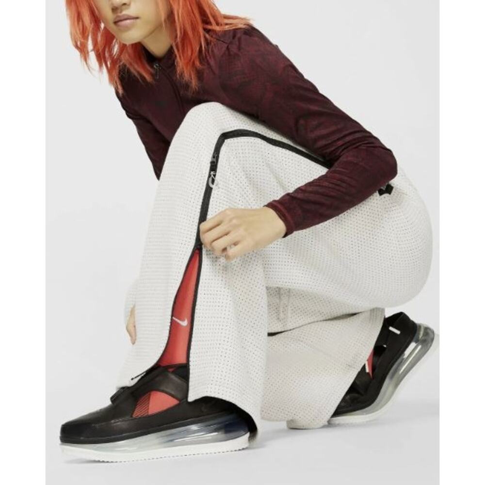Nike City Women’s S Long Ready Light Bone/Black Wide Leg Fleece‎ Pants - Picture 3 of 14